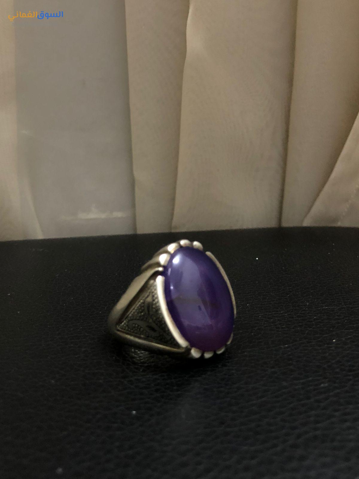 Heavy silver ring with amethyst stone