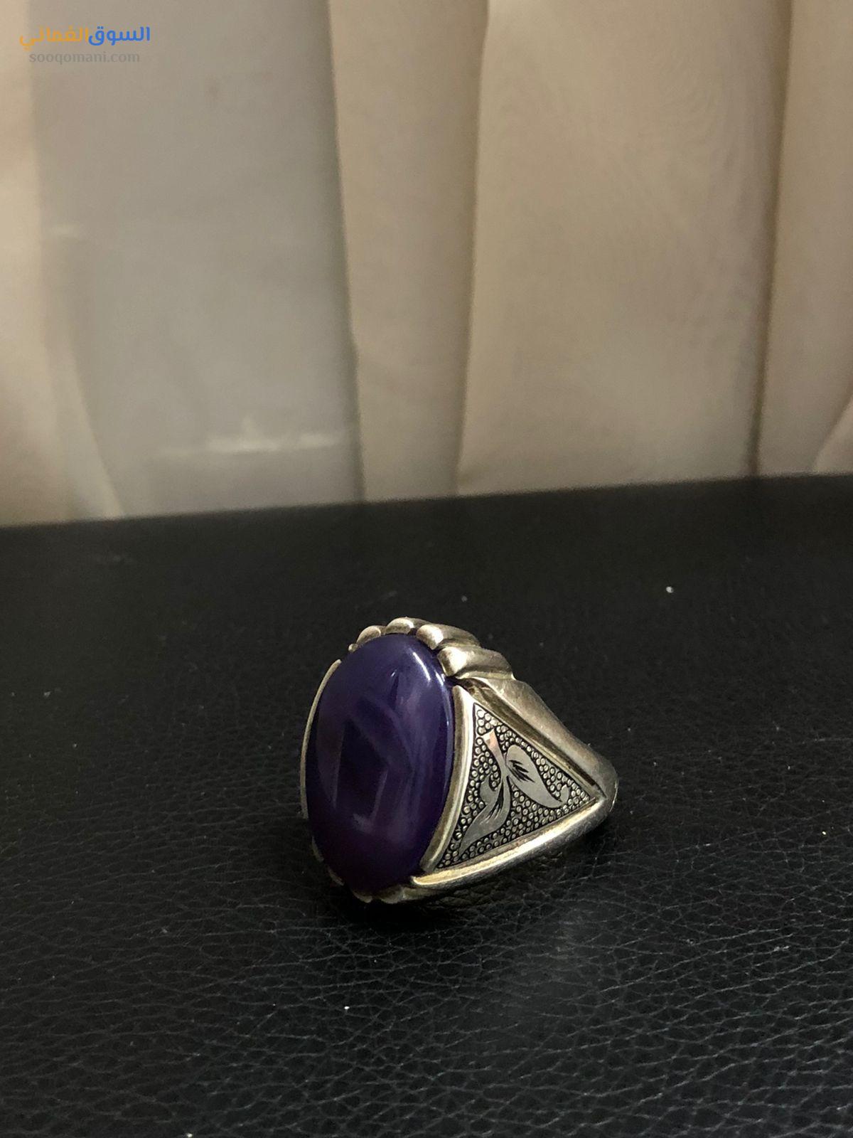 Heavy silver ring with amethyst stone