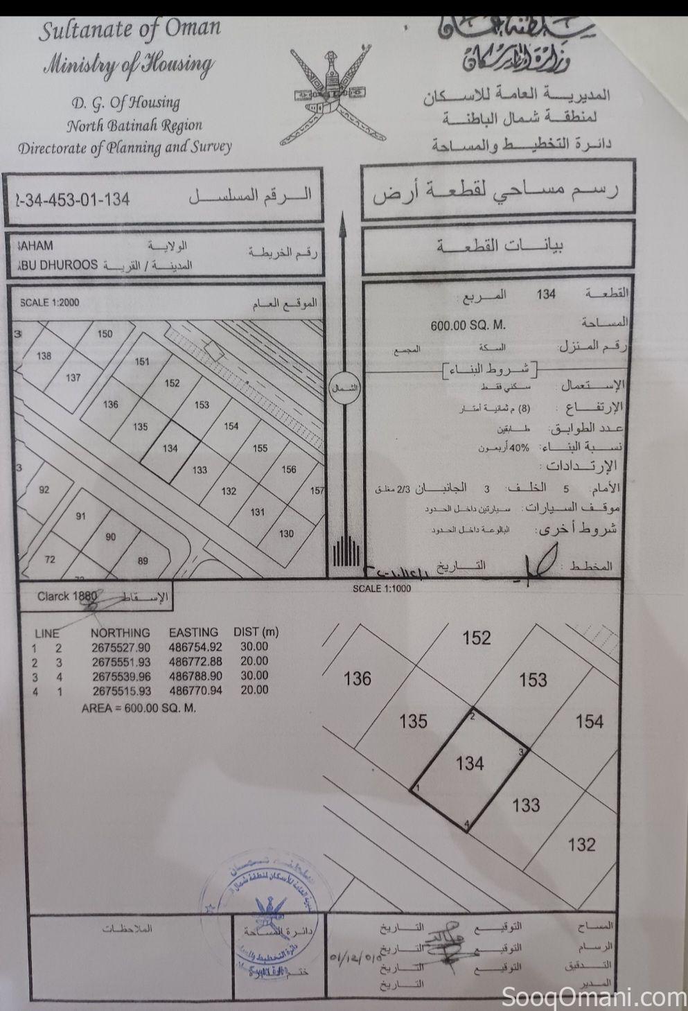 Residential lands for sale in the Wilayat of Saham