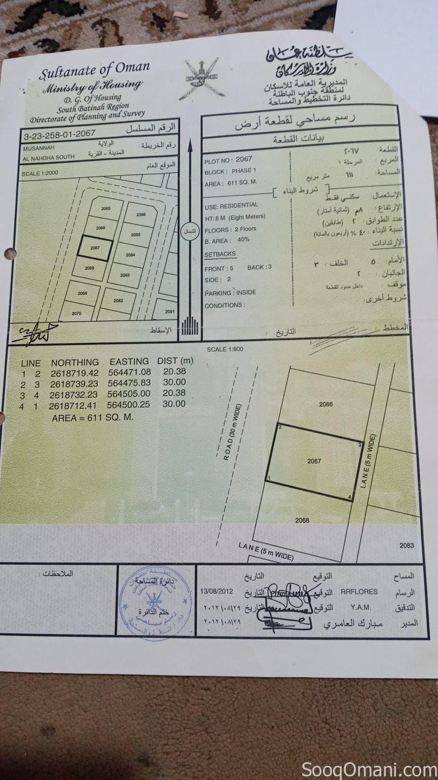Land for sale in Al-Masnaah urgently