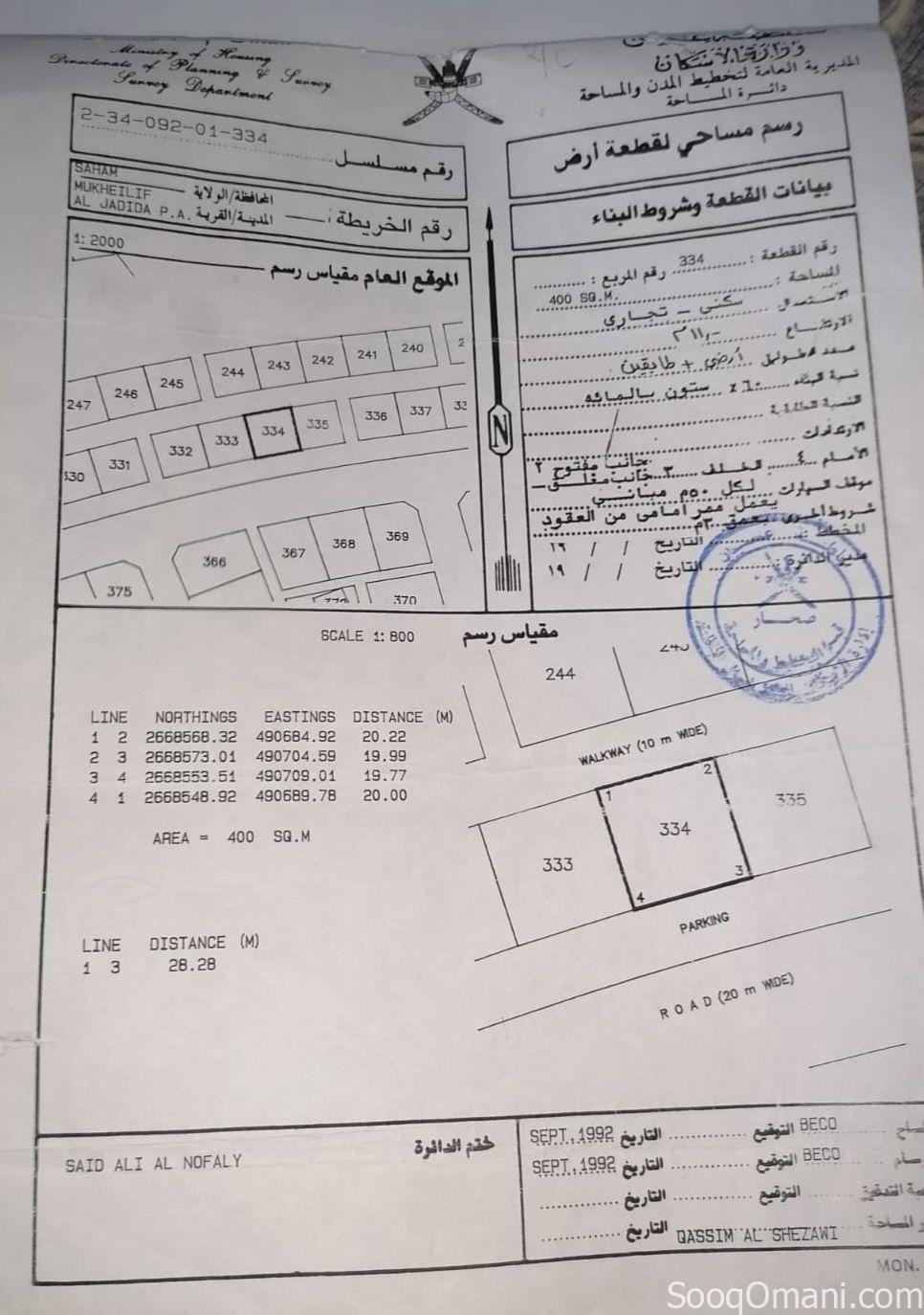 Residential commercial land in Saham, Makhlif, for only 16,000