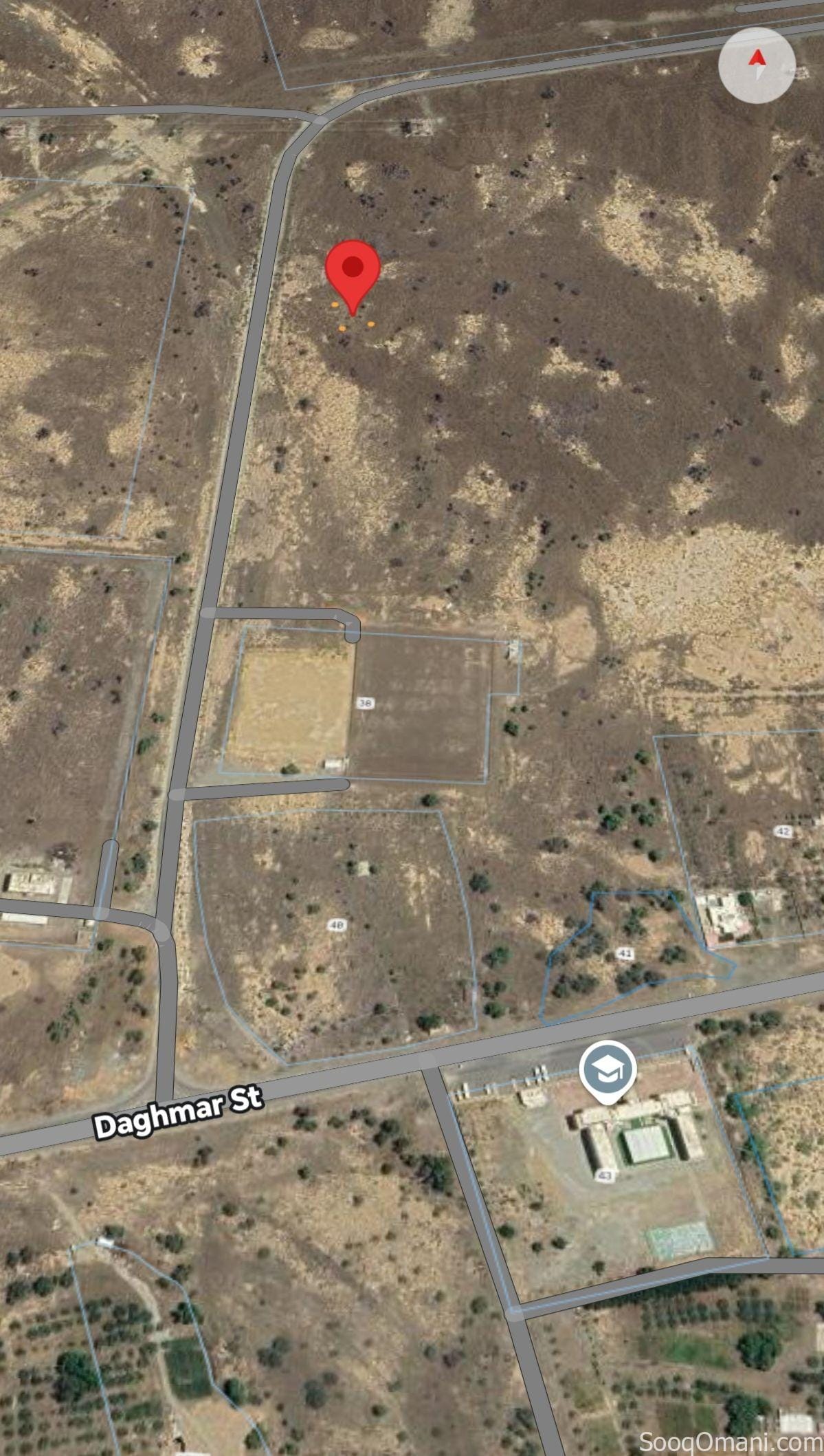 Land in Al-Qurayyat, Daghmar Al-Fale’, second line from the asphalt road, for only 5,000