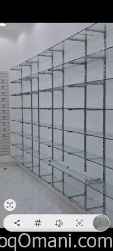 Glass shelves for sale with pegboard