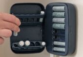 Rechargeable battery charger with storage