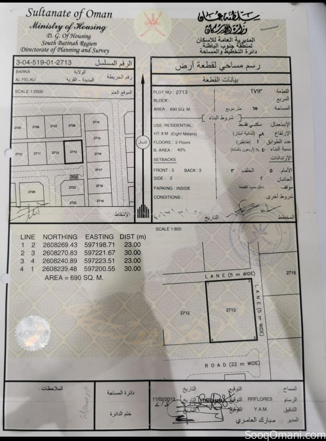 Residential land for sale in Barka Al Fulaij