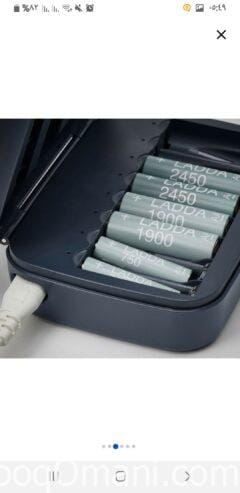 Rechargeable battery charger with storage