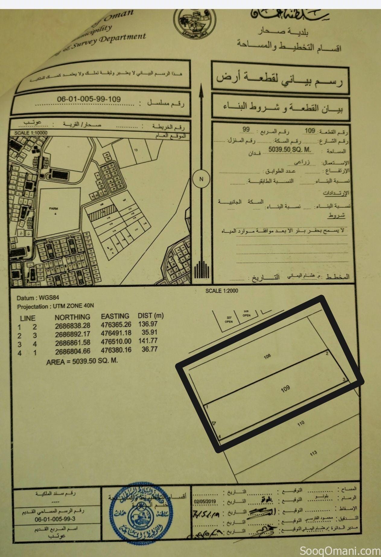 ثلاث قطع زراعيه شبك للبيع في صحار من المالك مباشرة