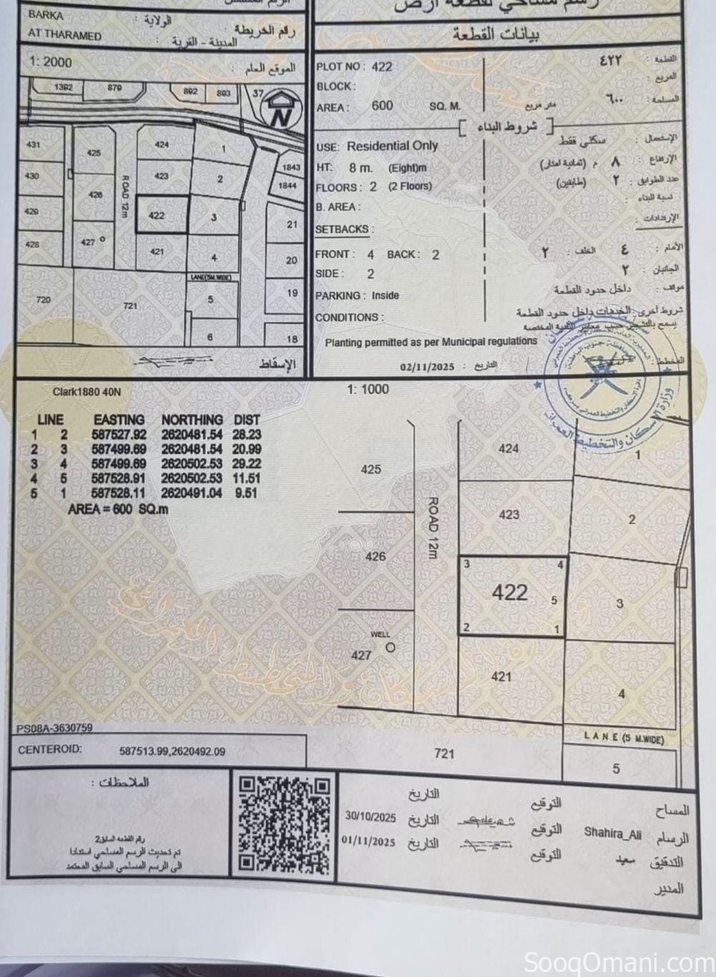 ارضين شبك للبيع في ثرامد / بركاء