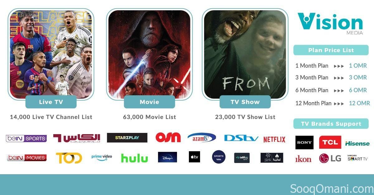 فيجن ميديا IPTV: ١٤٠٠٠ قناة تلفزيونية – ٩٥٠٠٠ فيلم وبرنامج تلفزيوني