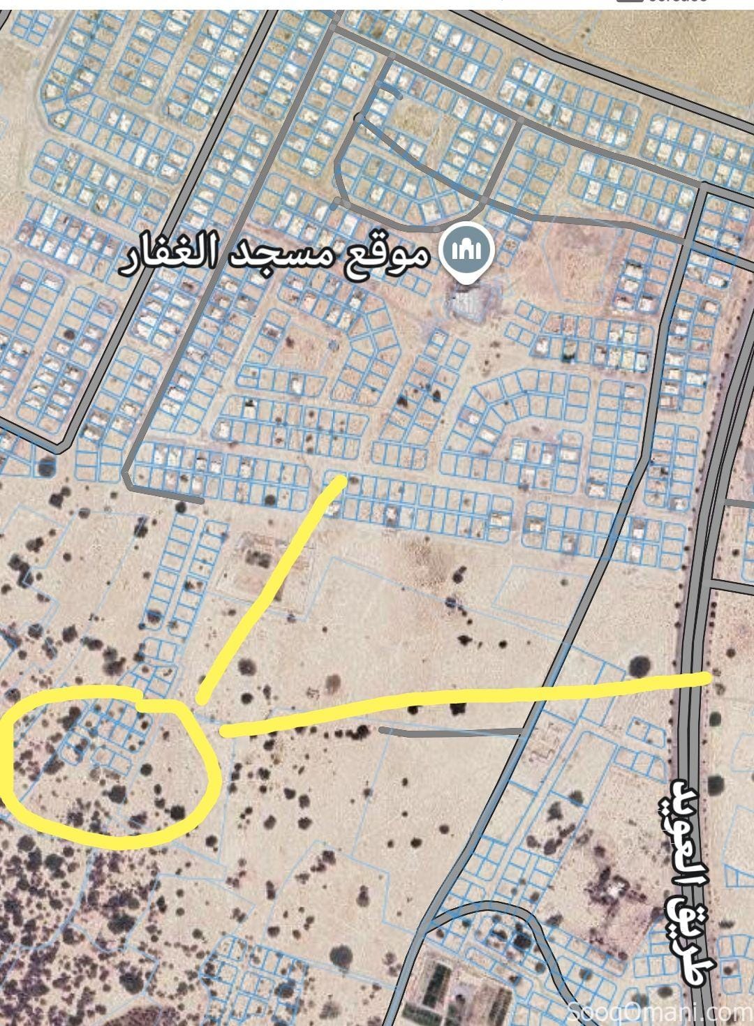 للبيع ارضين شبك ولاية المصنعة المساحة 1250 كورنر
