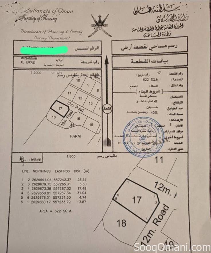 للبيع ارضين شبك ولاية المصنعة المساحة 1250 كورنر
