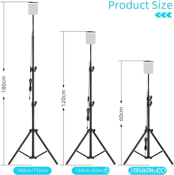 إضاءة رحلات وكشتات LED قوية 300W/800W مع ستاند تلسكوبي