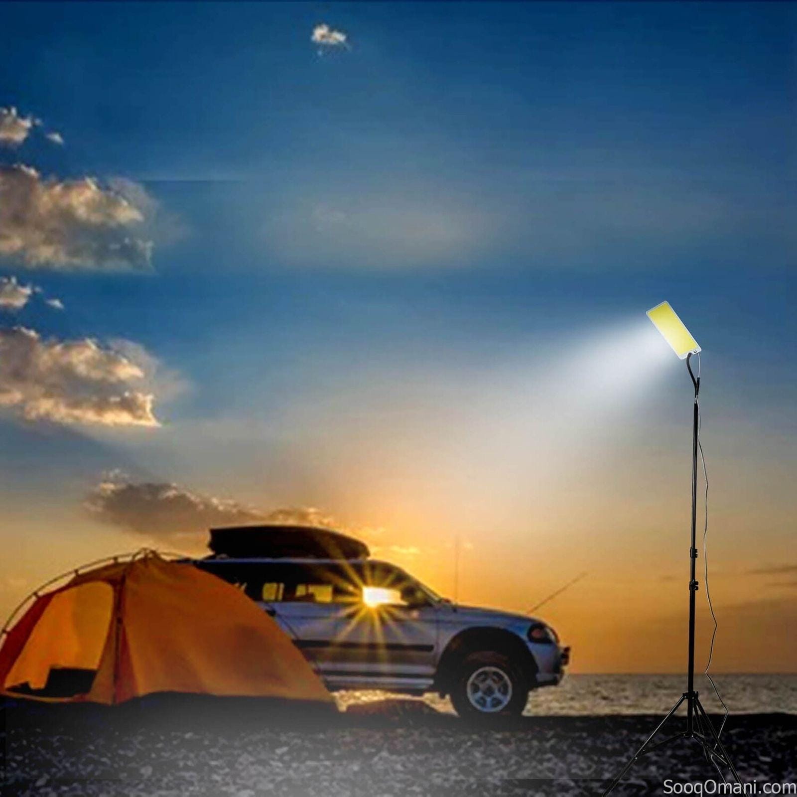 إضاءة رحلات وكشتات LED قوية 300W/800W مع ستاند تلسكوبي