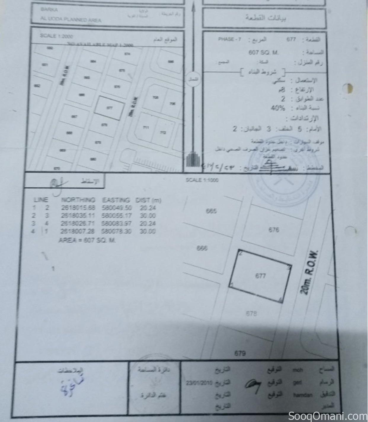 ارض للبيع بركاء العقدة السابعة