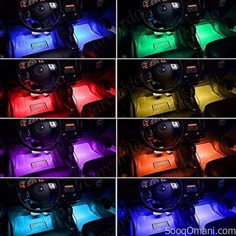 طقم أضواء ليد (LED) داخلية للسيارة – تحكم ريموت وحساس صوت!