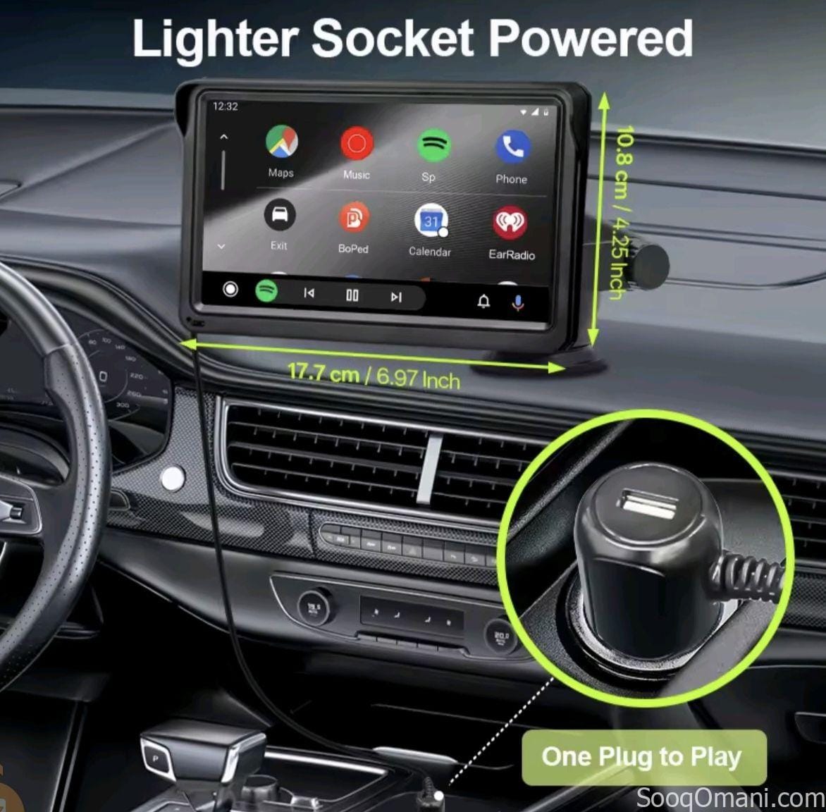 Portable car screen with Apple CarPlay or Android Auto