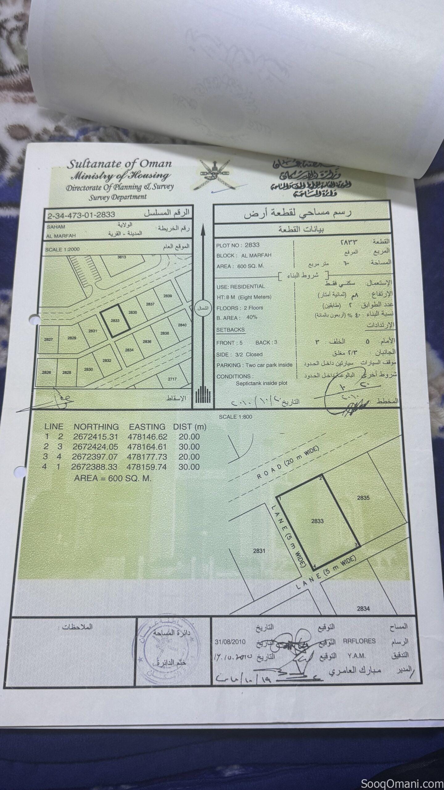 ارض سكنيه للبيع في صحم