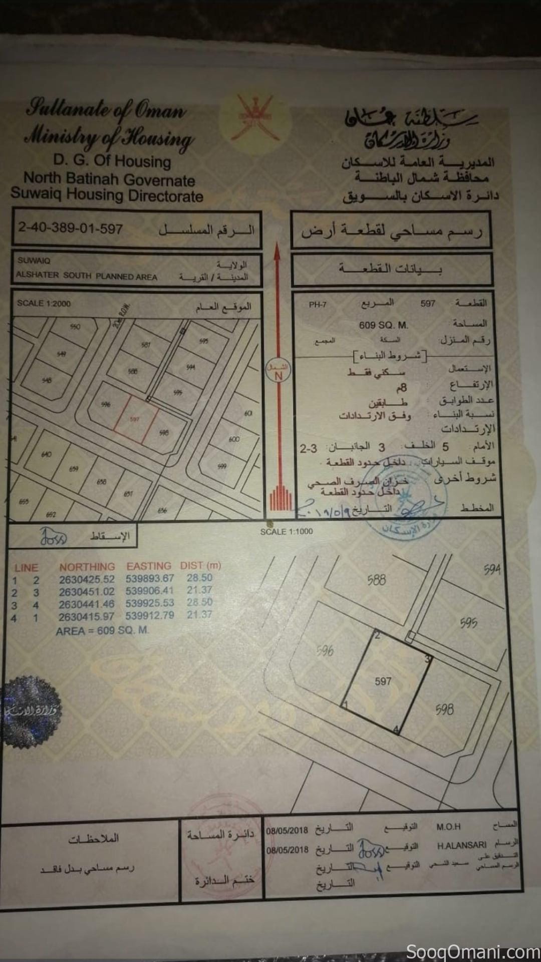Land for sale in Al-Suwaiq, Shater 7, beginning of the plan
