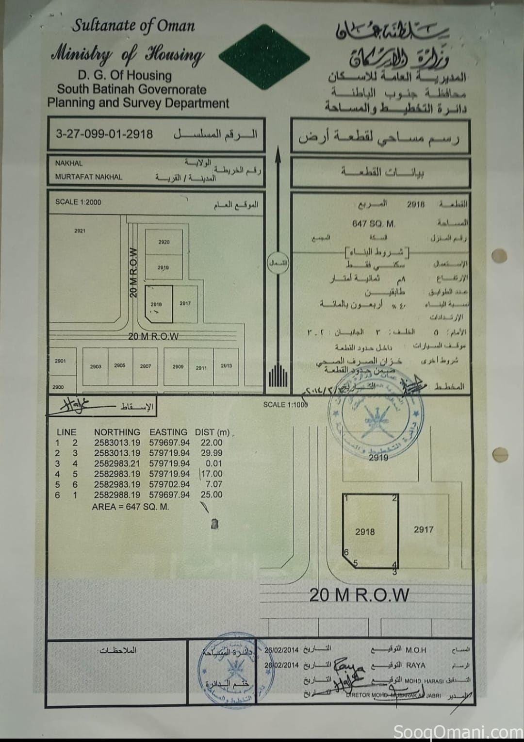 أرض سكنيه للبيع في ولاية نخل (مرتفعات نخل)