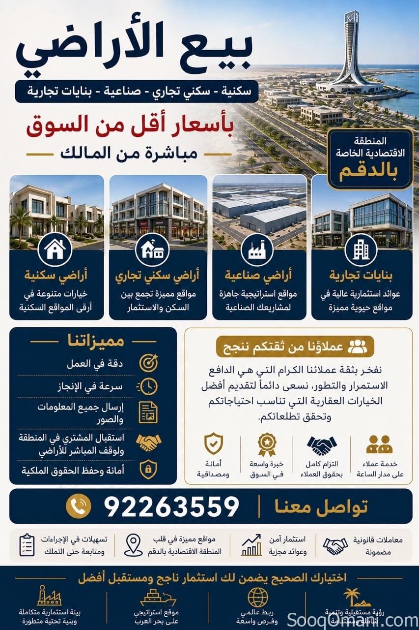 للبيع بنايه سكني تجاري الدقم مخطط 53 ع الخط الثاني