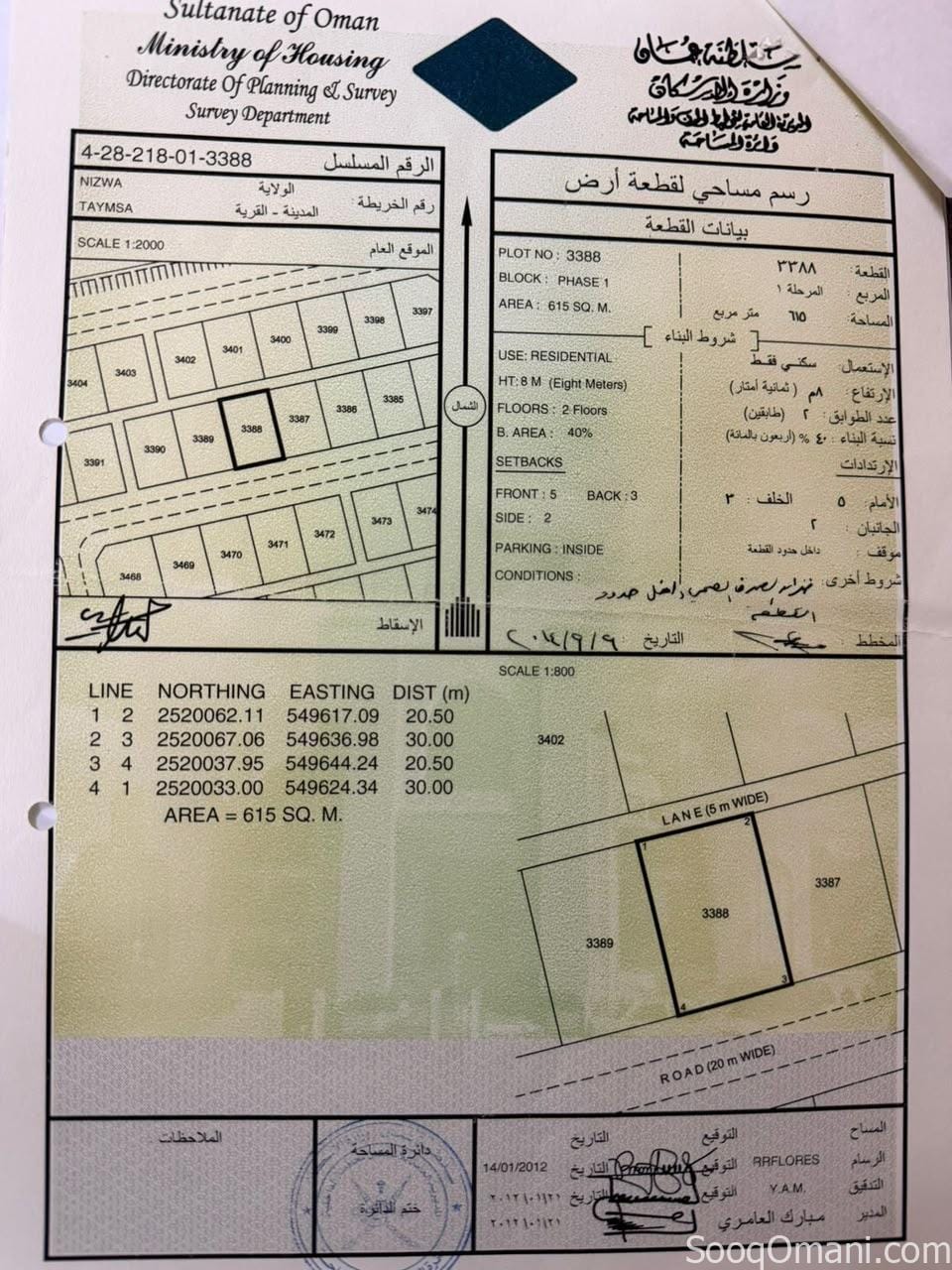 أرض سكنية للبيع في ولاية نزوى طيمسا (1)