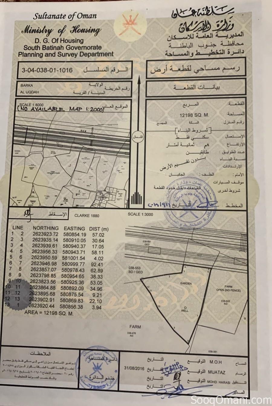 اول خط من الشارع العام البحري بركاء مقابل المدينة الزرقاء